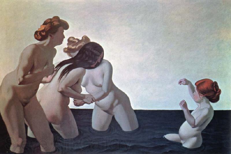 Felix  Vallotton three women and a young girl playing in the water Germany oil painting art